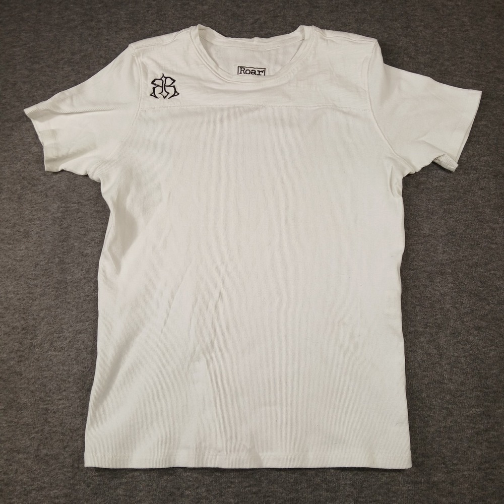 Roar T-Shirt Mens 2X Aiden White Ribbed Cotton Short Sleeve KL03414 EUC